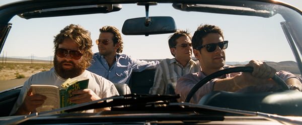 Justin Bartha, Bradley Cooper, Ed Helms, and Zach Galfianakis in The Hangover