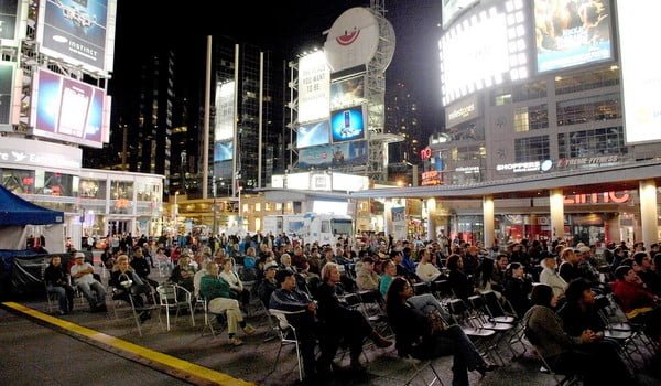 A scene from Yonge & Dundas Square, 2008