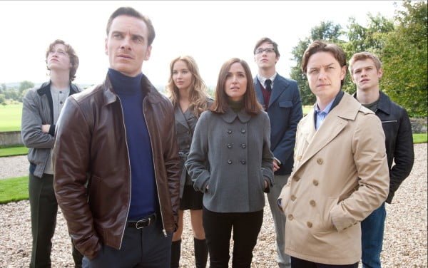 The cast of X-Men: First Class, including Michael Fassbender and James McAvoy