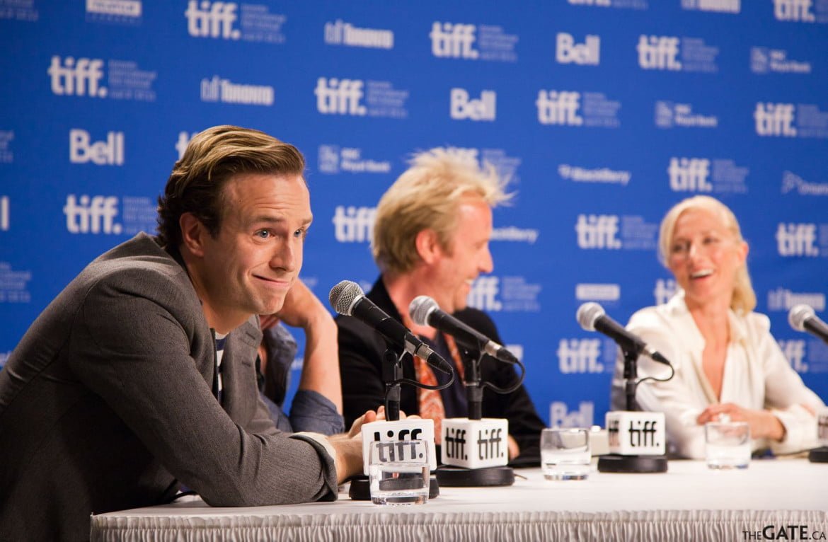 Rafe Spall at the TIFF 2011 press conference for Anonymous